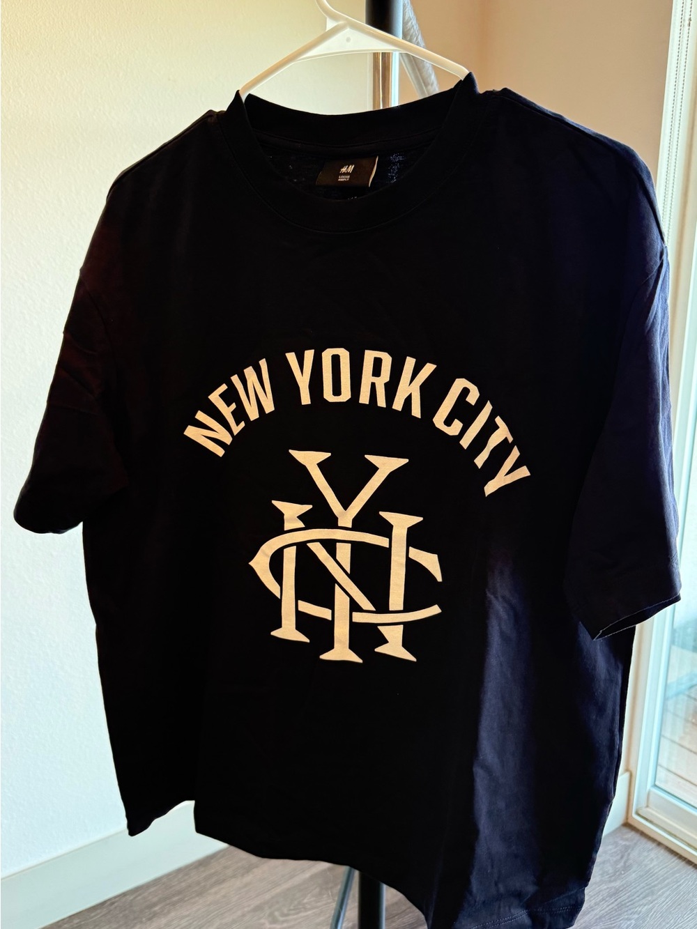 H&M Navy Tee with White Graphic